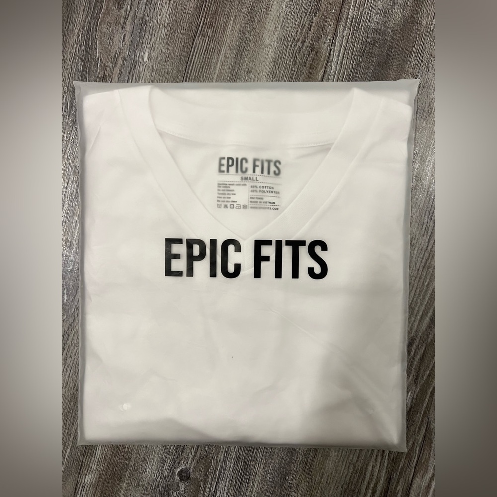 Epic Fits Core V Neck T Shirt Size Small White NWT